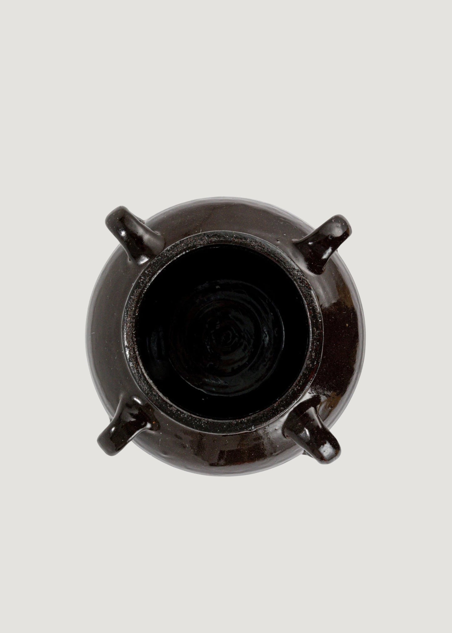 Distressed Clay Round Jar Vase in Dark Brown Black Hue - 6.75"