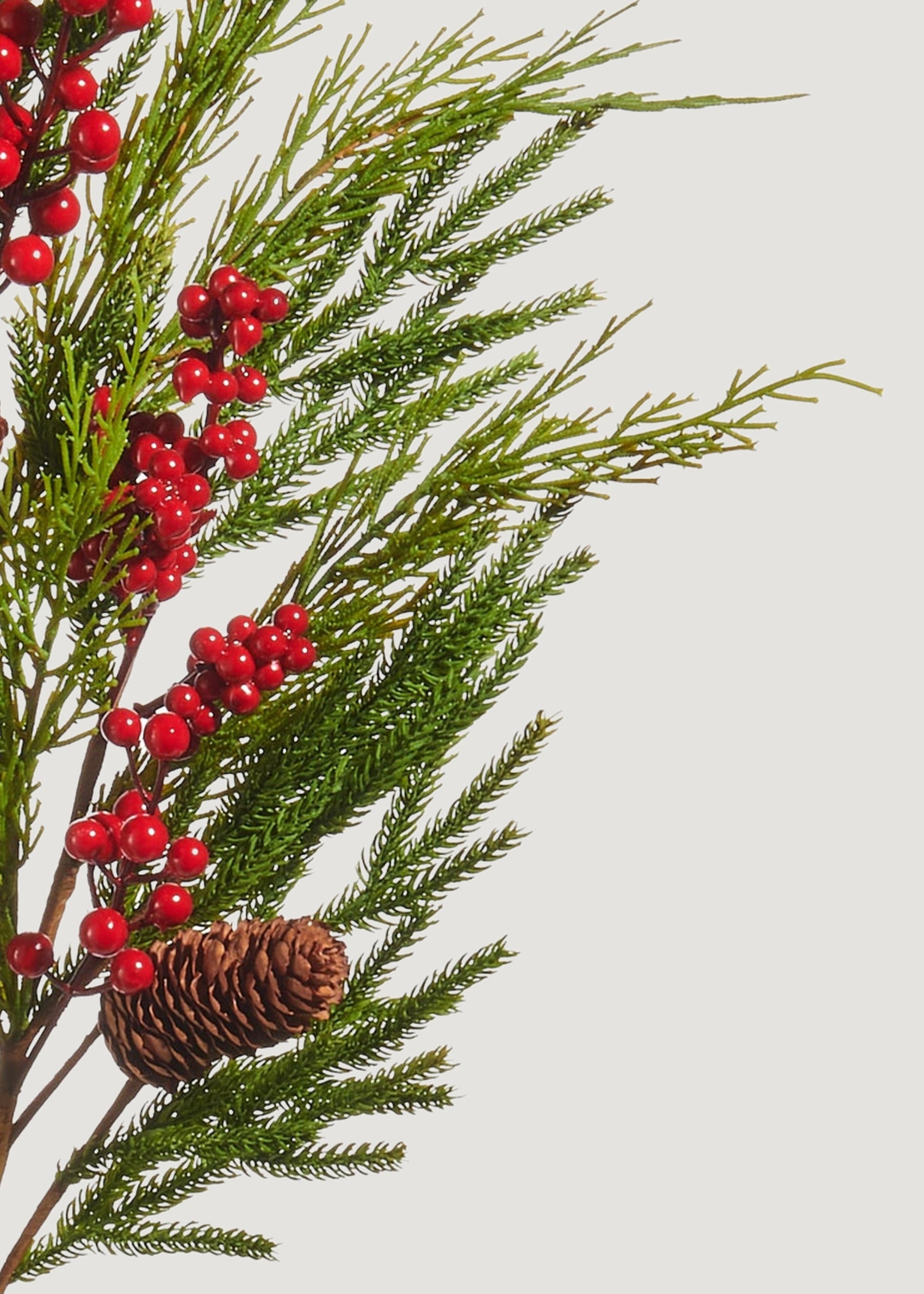 Artificial Winter Pine and Cone Branch with Red Berries - 37"