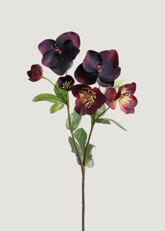 Plum Purple Real Touch Helleborus Artificial Flowers - 17"