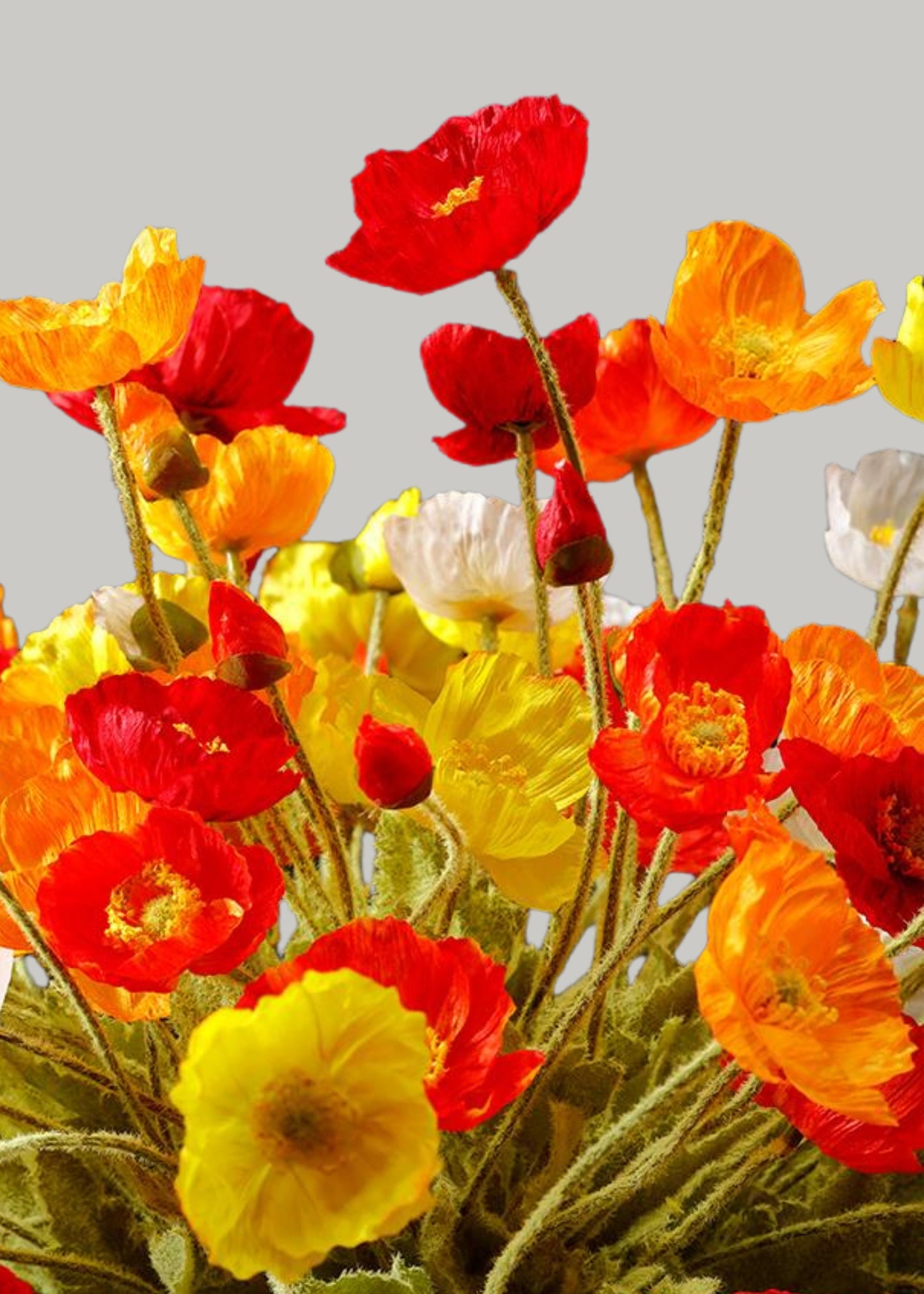 Red Artificial Poppy Flower Spray - 23.5"