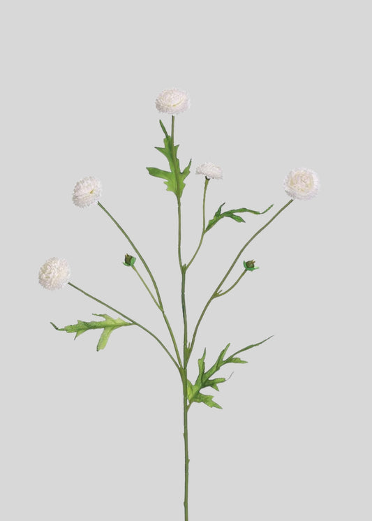 White Pom Pom Artificial Wildflowers - 23.5"