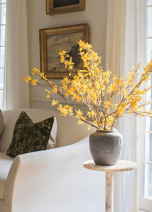 Artificial Forsythia Flower Branch in Golden Yellow - 45"