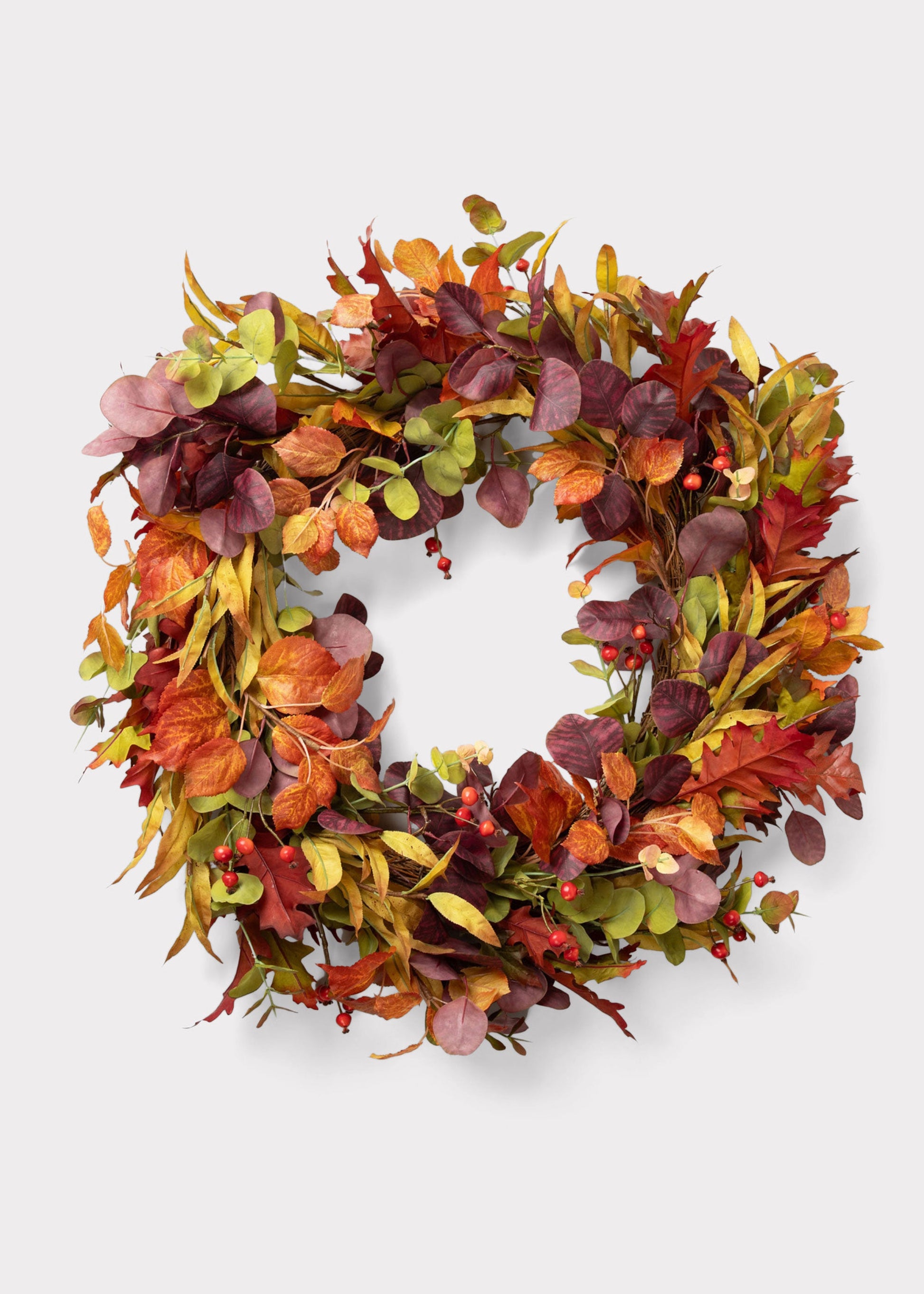 Deluxe Faux Eucalyptus Fall Wreath in Mixed Autumn - 27.5"