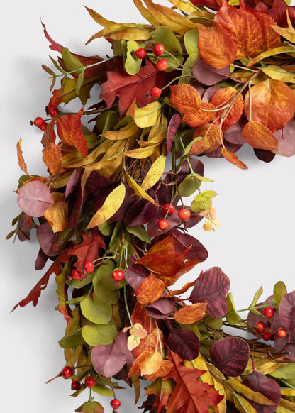 Deluxe Faux Eucalyptus Fall Wreath in Mixed Autumn - 27.5"