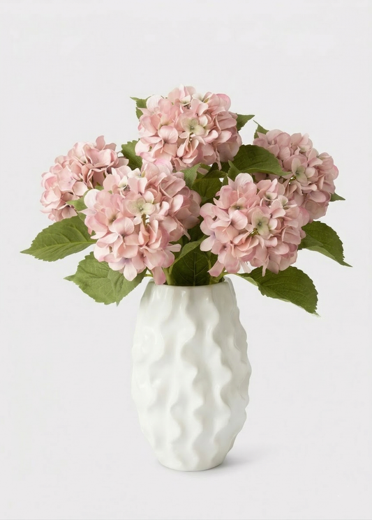 Matte White Ceramic Ruffle Vase - 8"