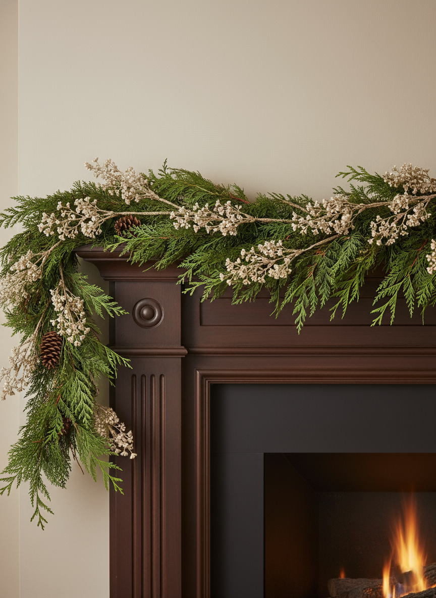 Fake Holiday Branch with Champagne Plastic Pearls - 24"