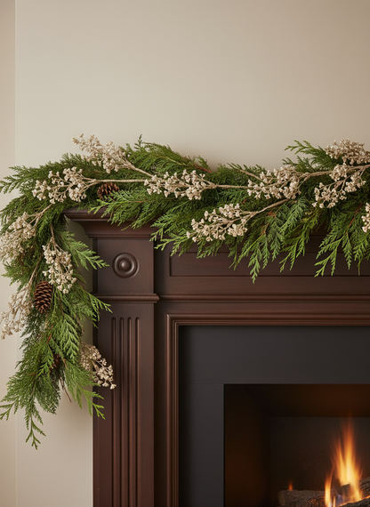 Fake Holiday Branch with Champagne Plastic Pearls - 24"