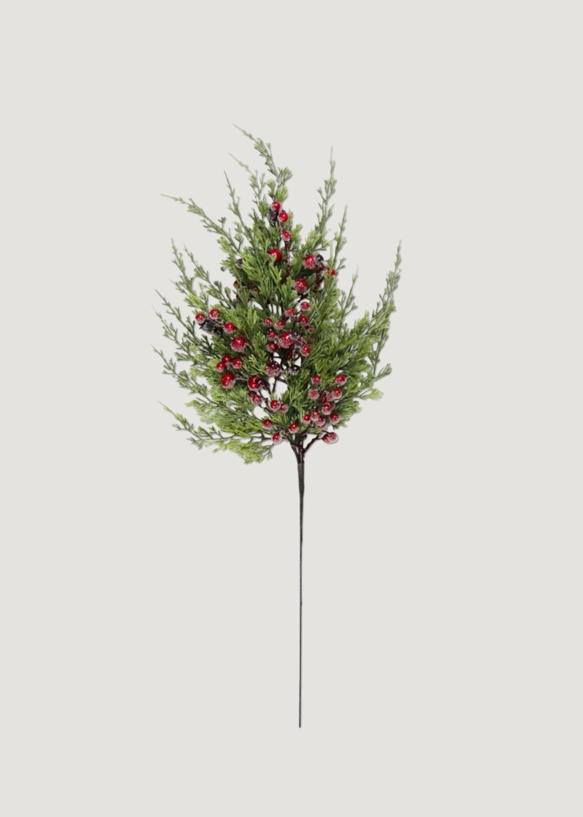 Fake Cypress Pine and Red Iced Berry Winter Branch - 27"