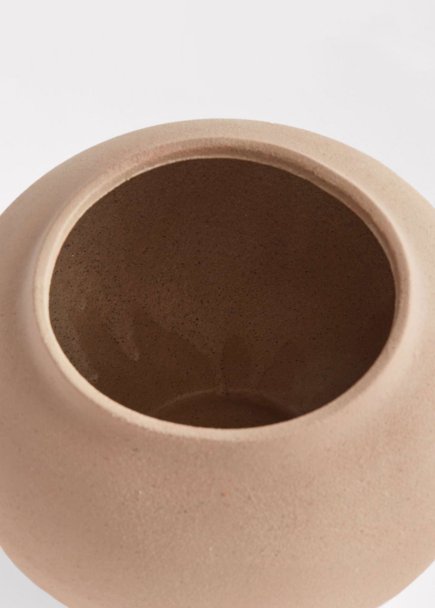 Large Handmade Stoneware Vase in Tan - 8.25" Wide