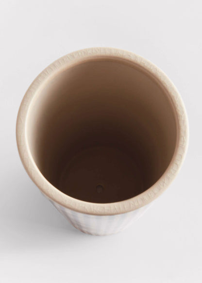 Handmade White and Black Dotted Ceramic Cylinder Vase - 11.25"