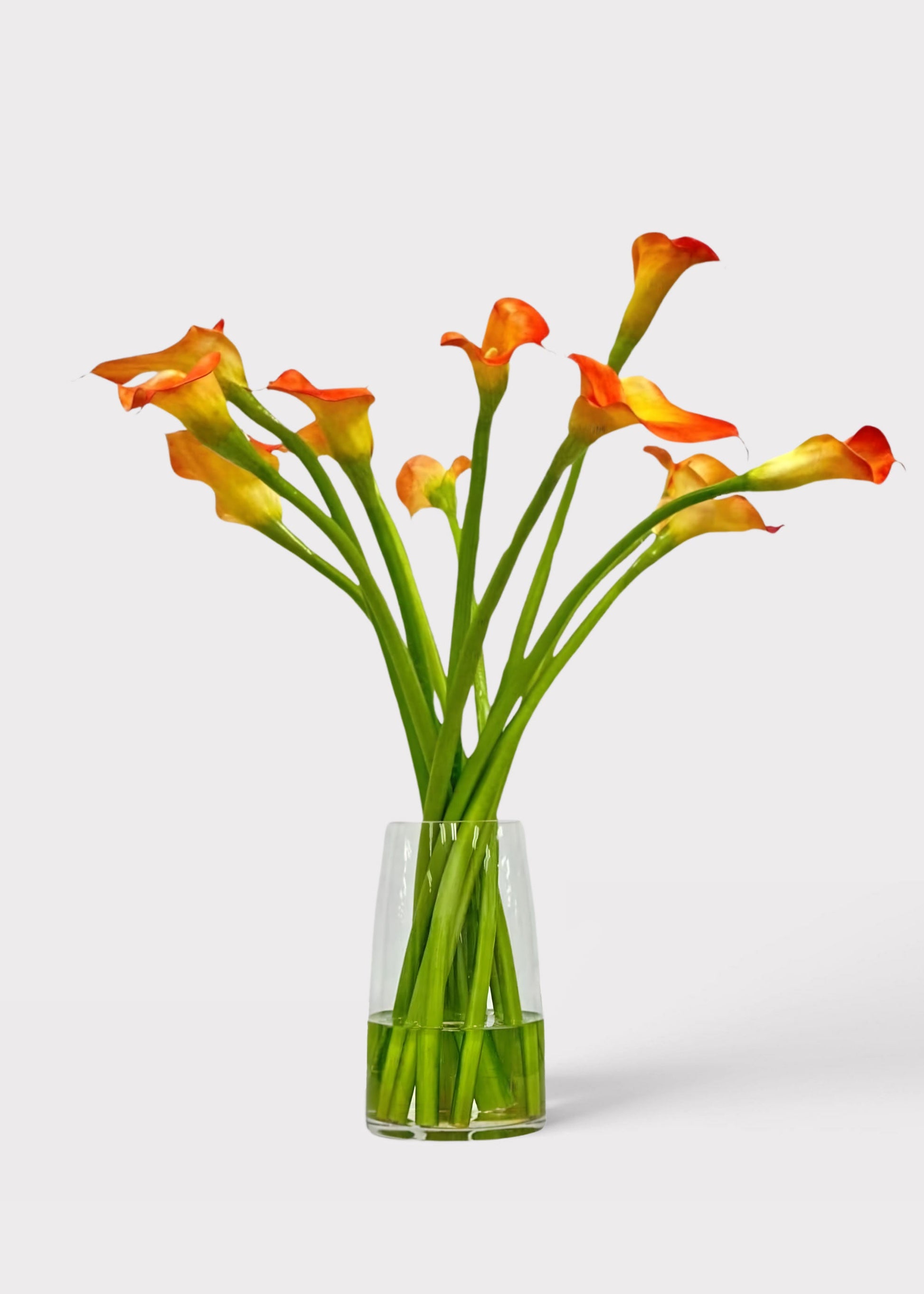 Orange Artificial Calla Lily Arrangement in Glass Vase - 30"