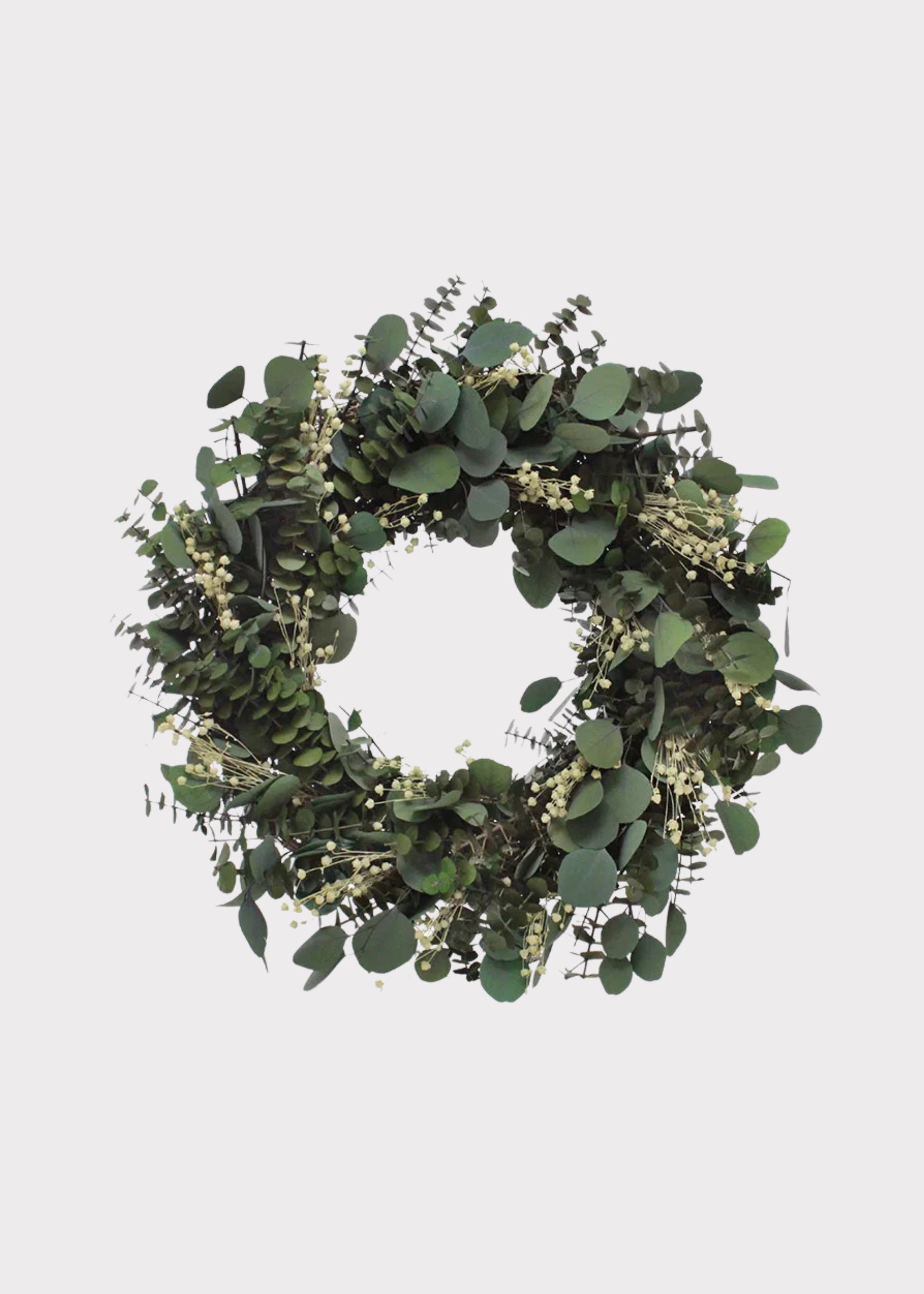 Preserved Eucalyptus Leaf and Flax Wreath - 22"