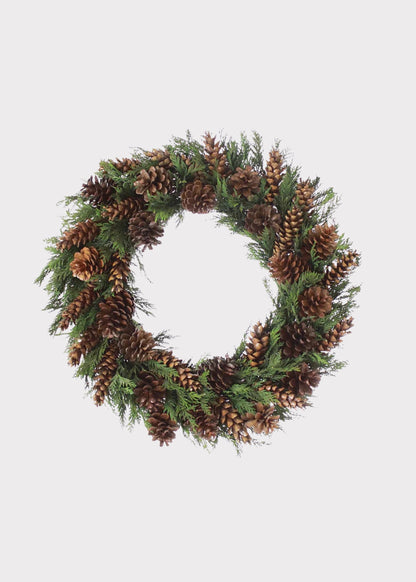 Preserved Cedar and Pine Cone Winter Wreath - 22"
