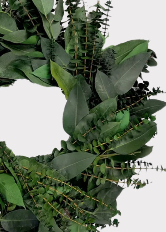 Green Preserved Diamond Eucalyptus Leaf Wreath - 22"