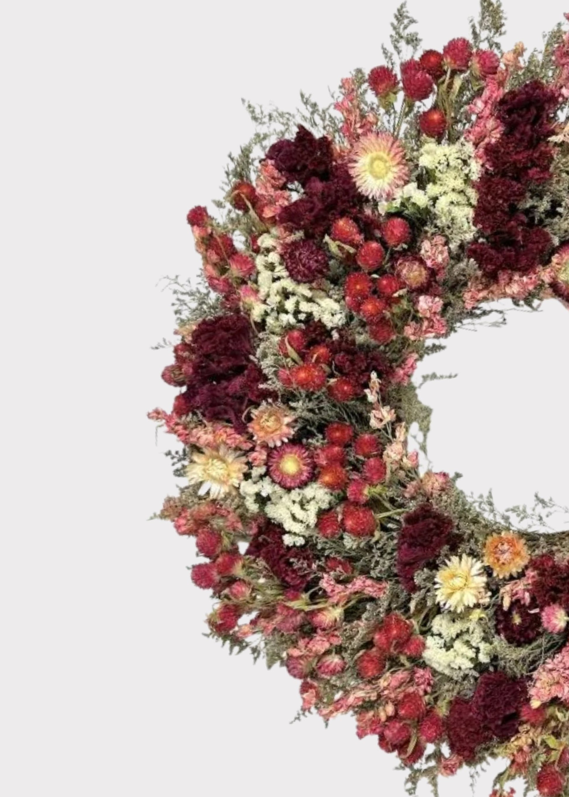 Pink and Red Mixed Dried Floral Wreath - 22"