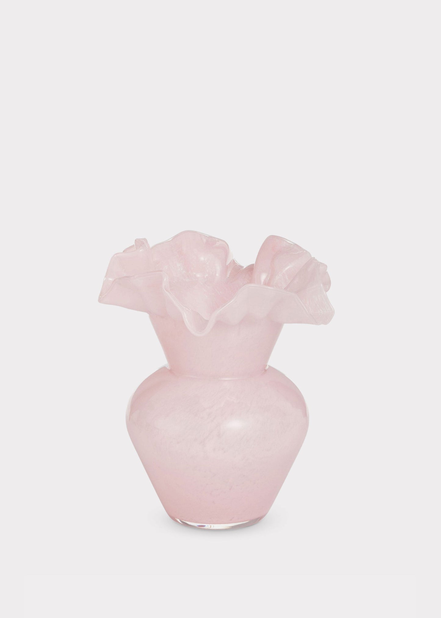 Pale Pink Glass Ruffle Vase - 8.75"