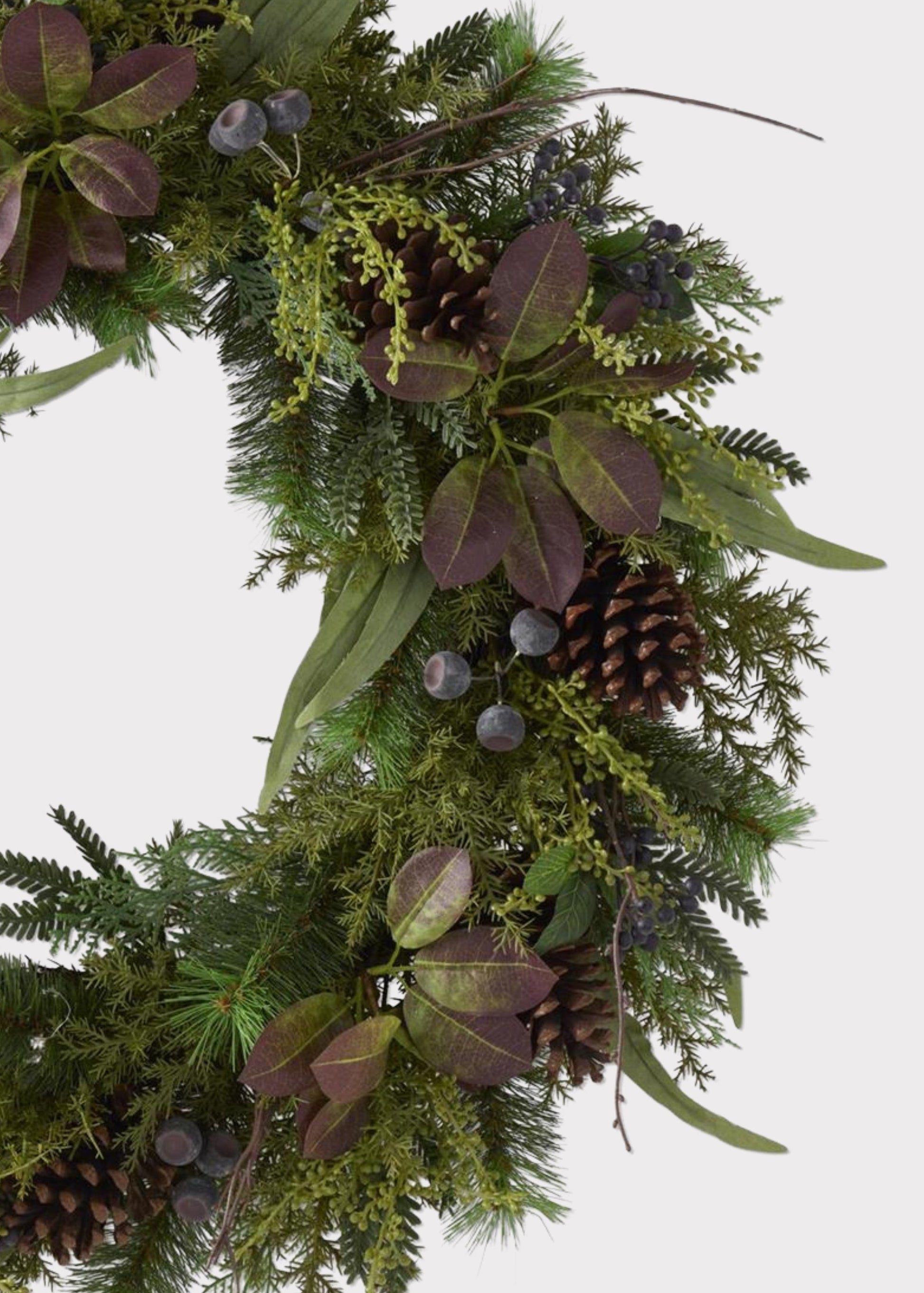 Deluxe Botanical Mulberry Leaf and Pine Wreath - 30.5"