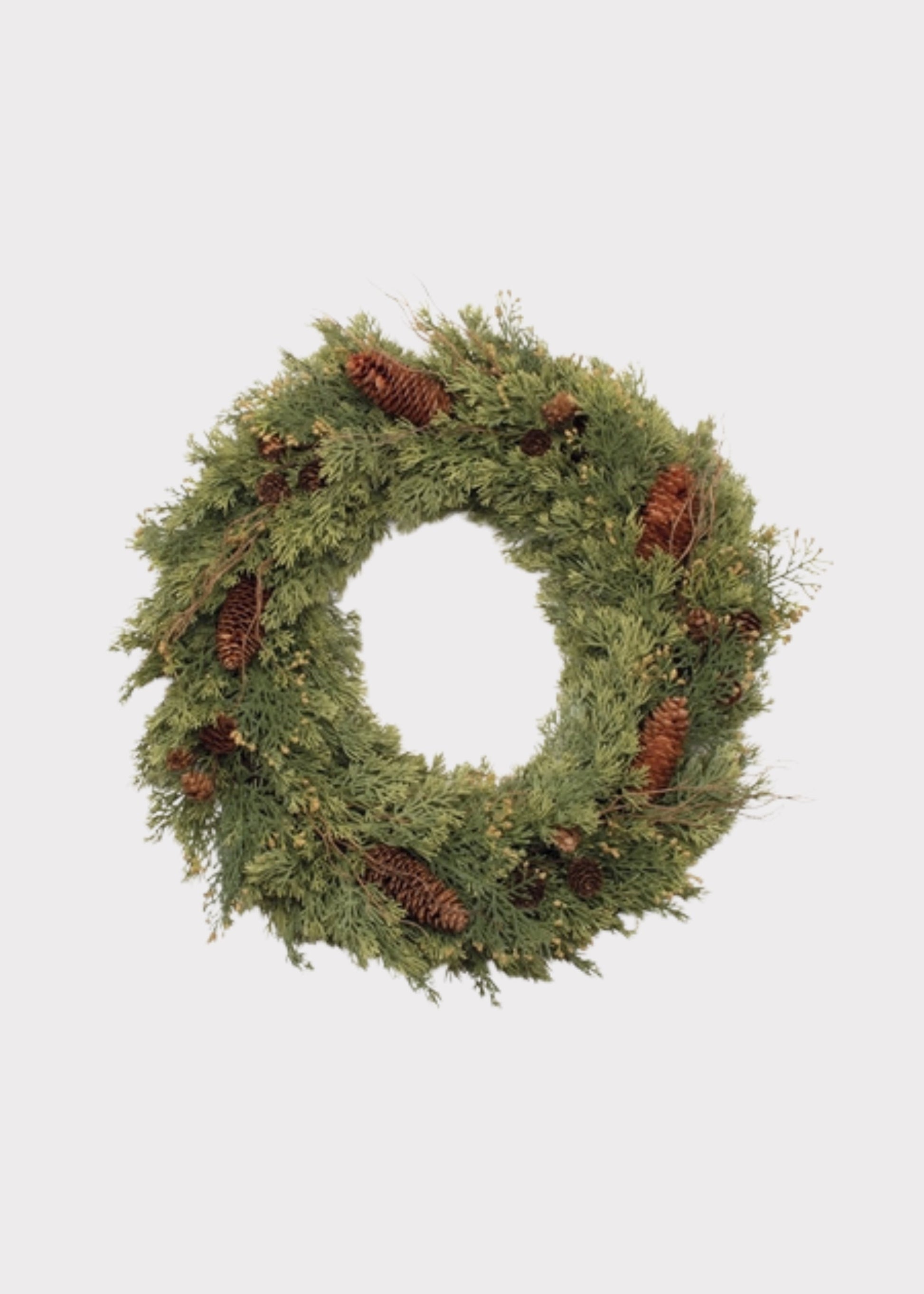 Artificial Pine Holiday Wreath with Cones - 24"