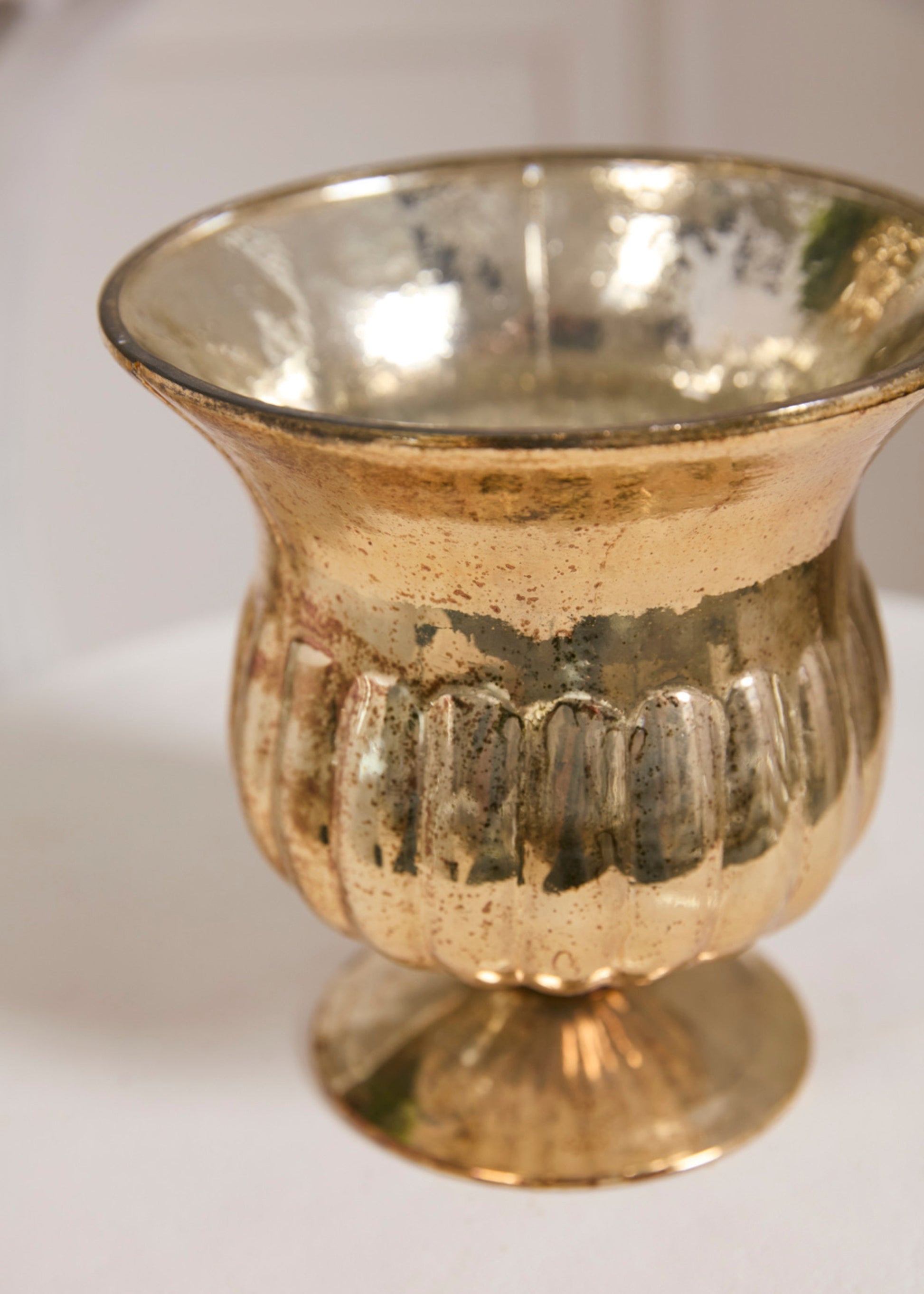 Gold Mercury Glass Raphael Urn Vase - 9"