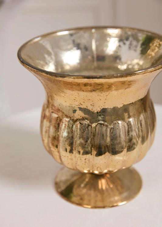 Gold Mercury Glass Raphael Urn Vase - 9"