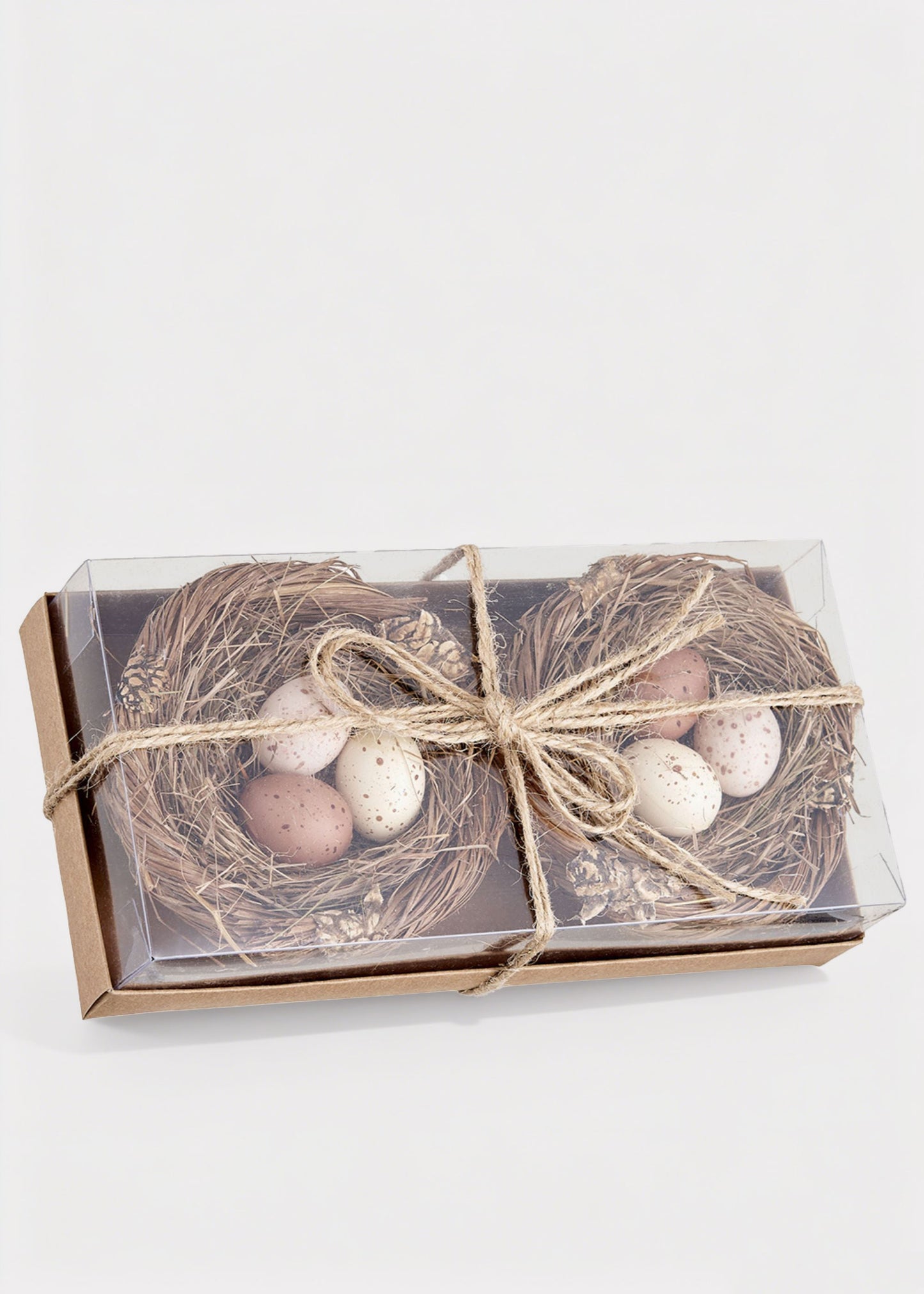 Set of 2 Spring Decor Artificial Bird Nests with Eggs - 8" Long