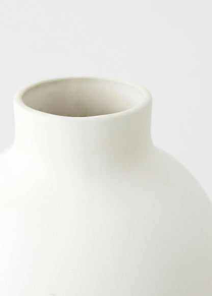 Afloral™ Creamy White Round Ceramic Vase - 8"