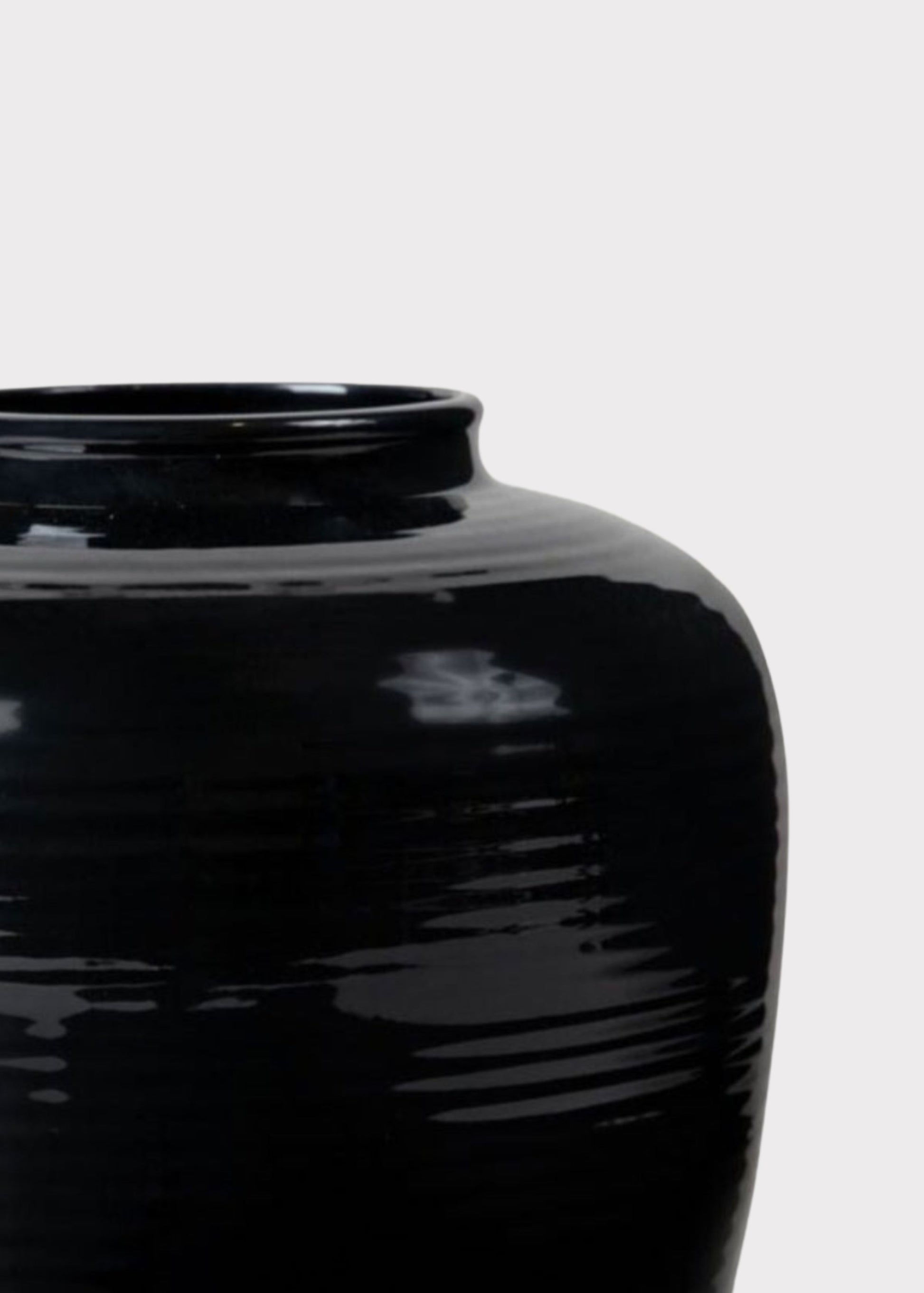 Glazed Afloral™ Ribbed Stoneware Table Vase in Noir - 8"