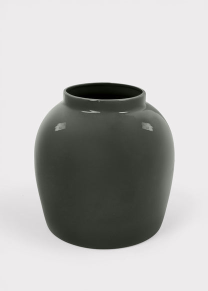 Afloral™ Ceramic Jar Vase in Glossy Slate - 11"