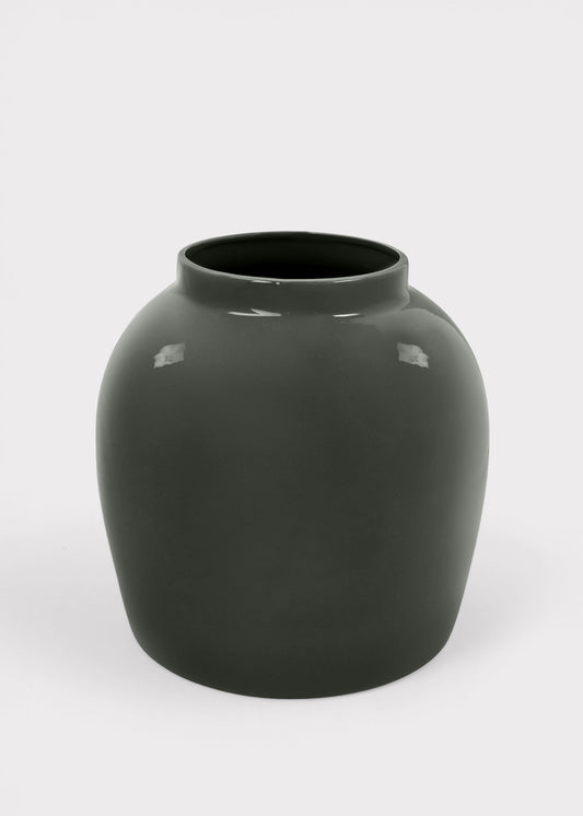 Afloral™ Ceramic Jar Vase in Glossy Slate - 11"