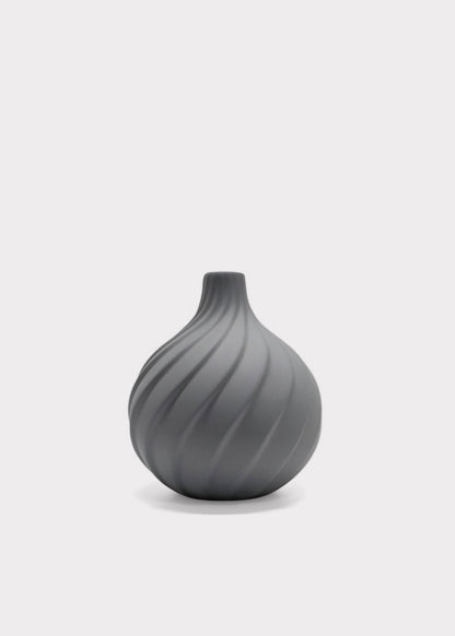 Small Handmade Porcelain Round Bud Vase in Charcoal - 3.75"