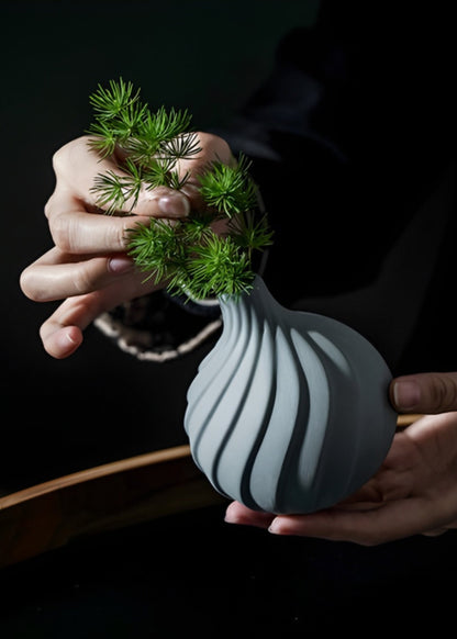 Small Handmade Porcelain Round Bud Vase in Charcoal - 3.75"