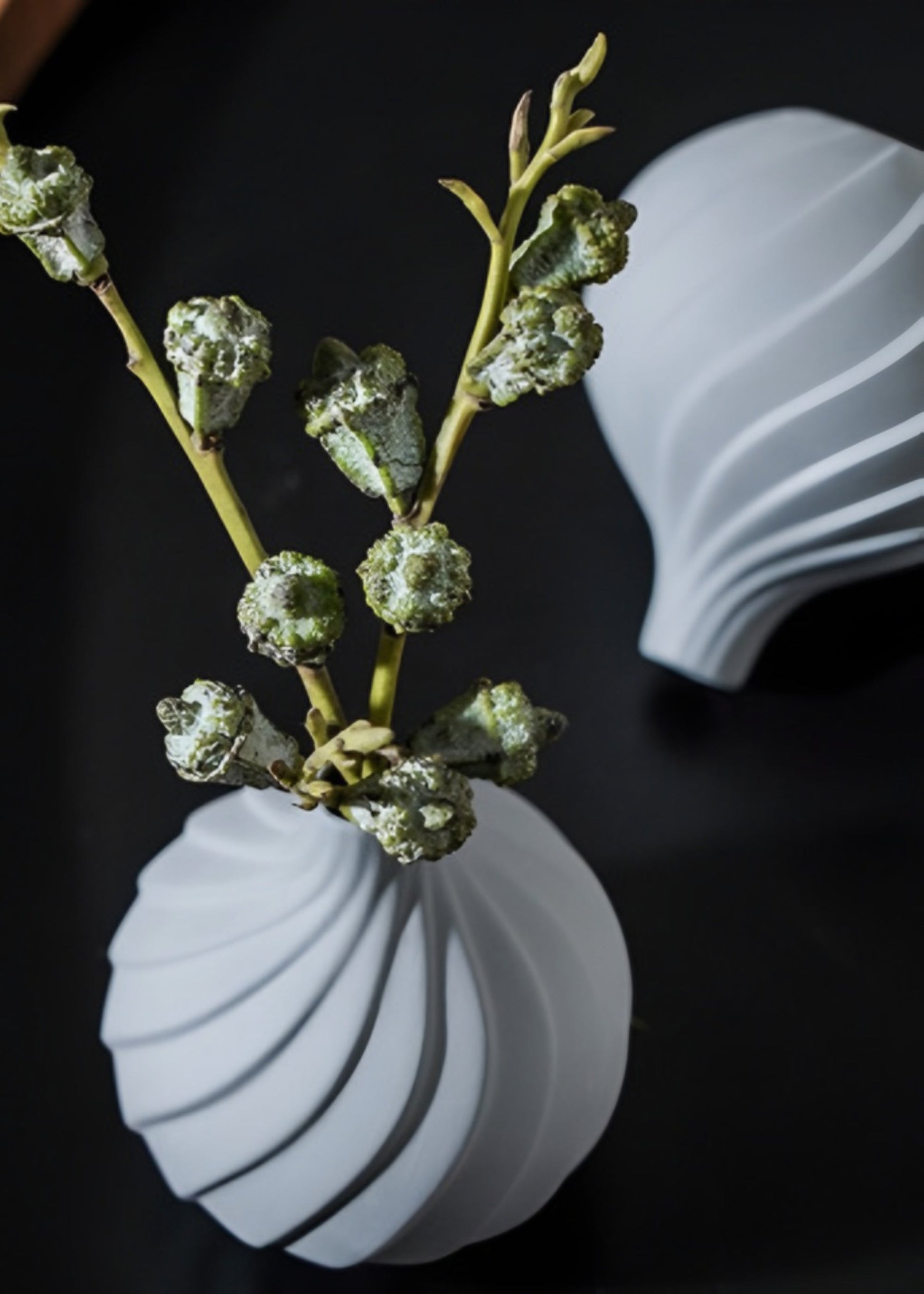 Small Handmade Porcelain Round Bud Vase in Charcoal - 3.75"