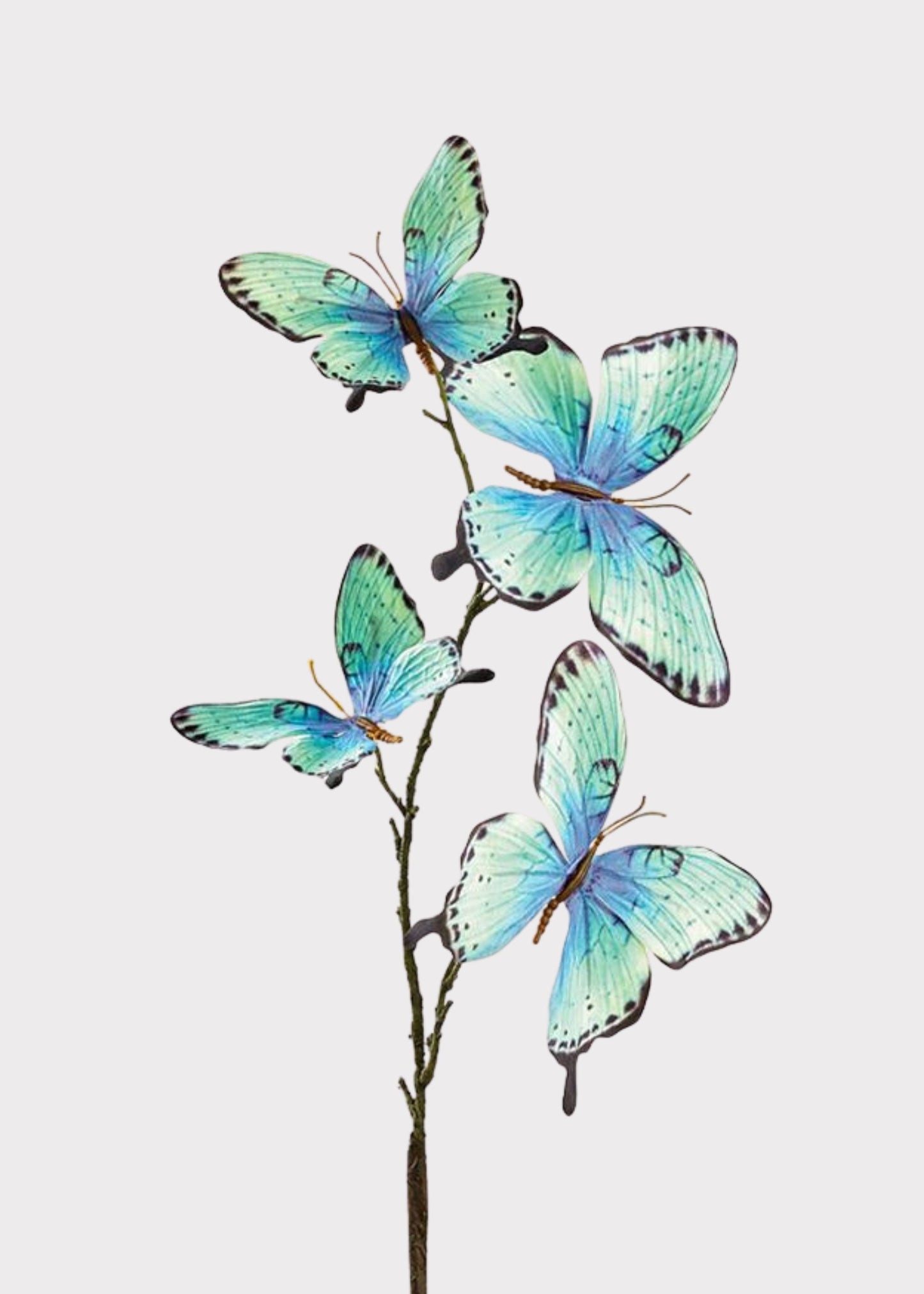 Spring Decor Blue and Green Fake Butterflies Spray - 32"