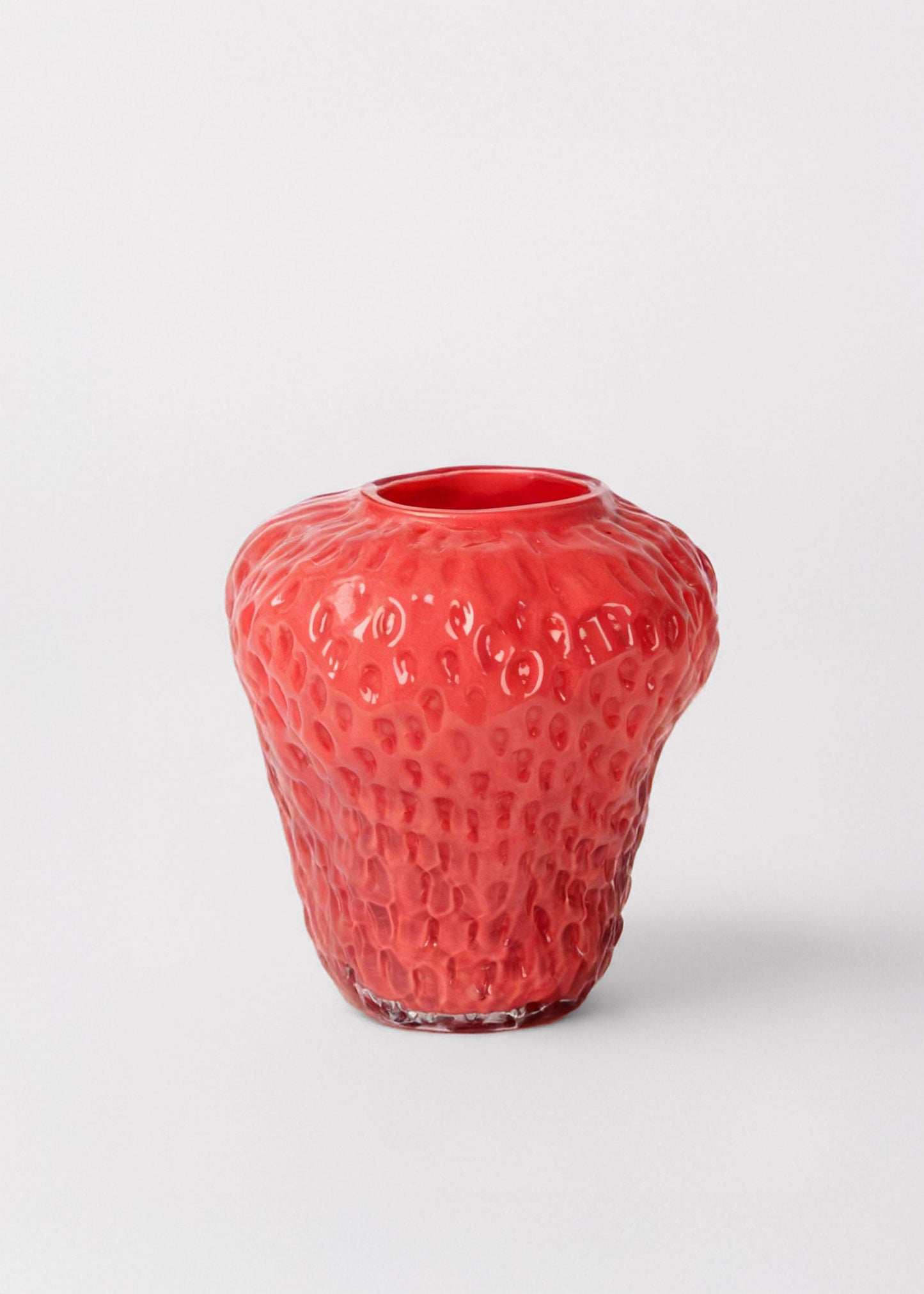 Opaque Pink Glass Strawberry Vase - 6.75"