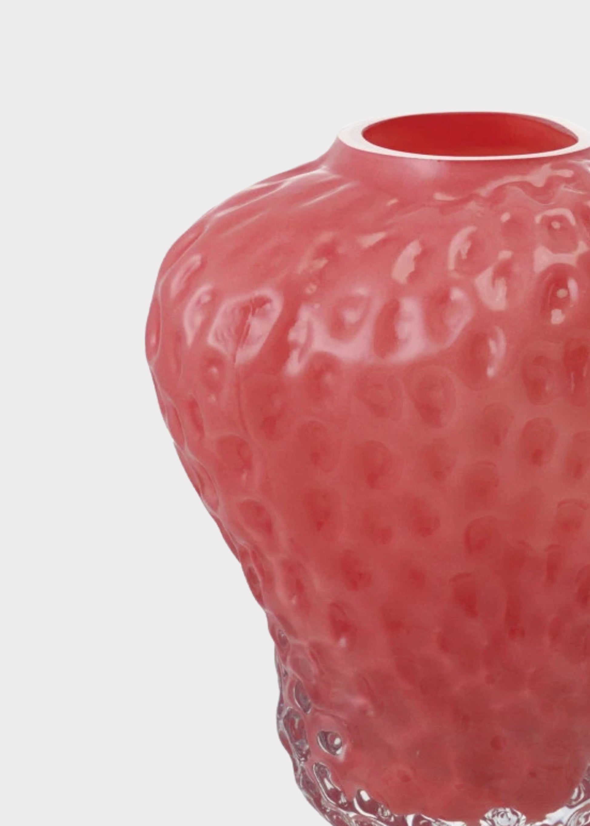 Opaque Pink Glass Strawberry Vase - 6.75"