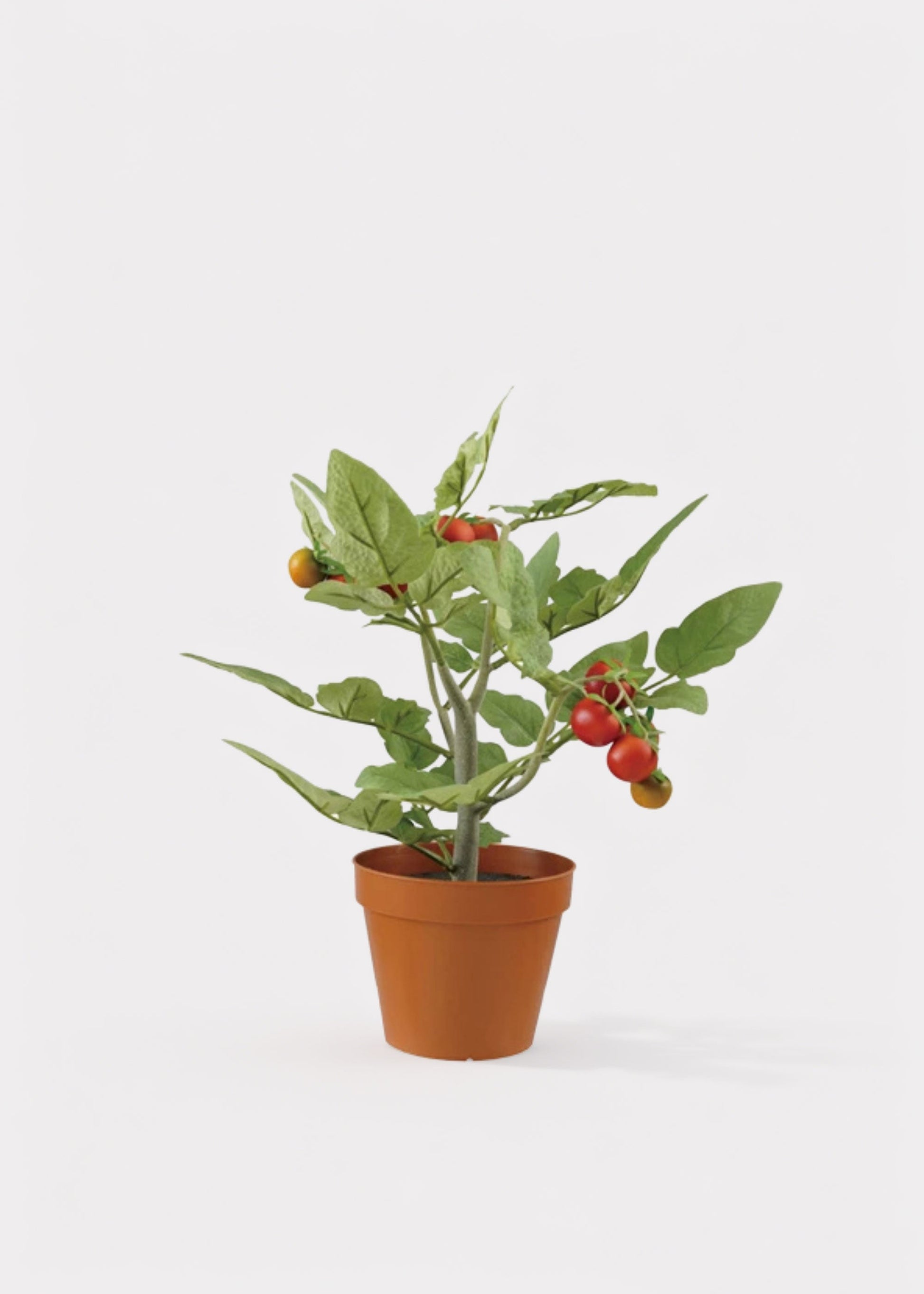 Artificial Potted Tomato Plant in Orange Plastic Pot - 13.25"