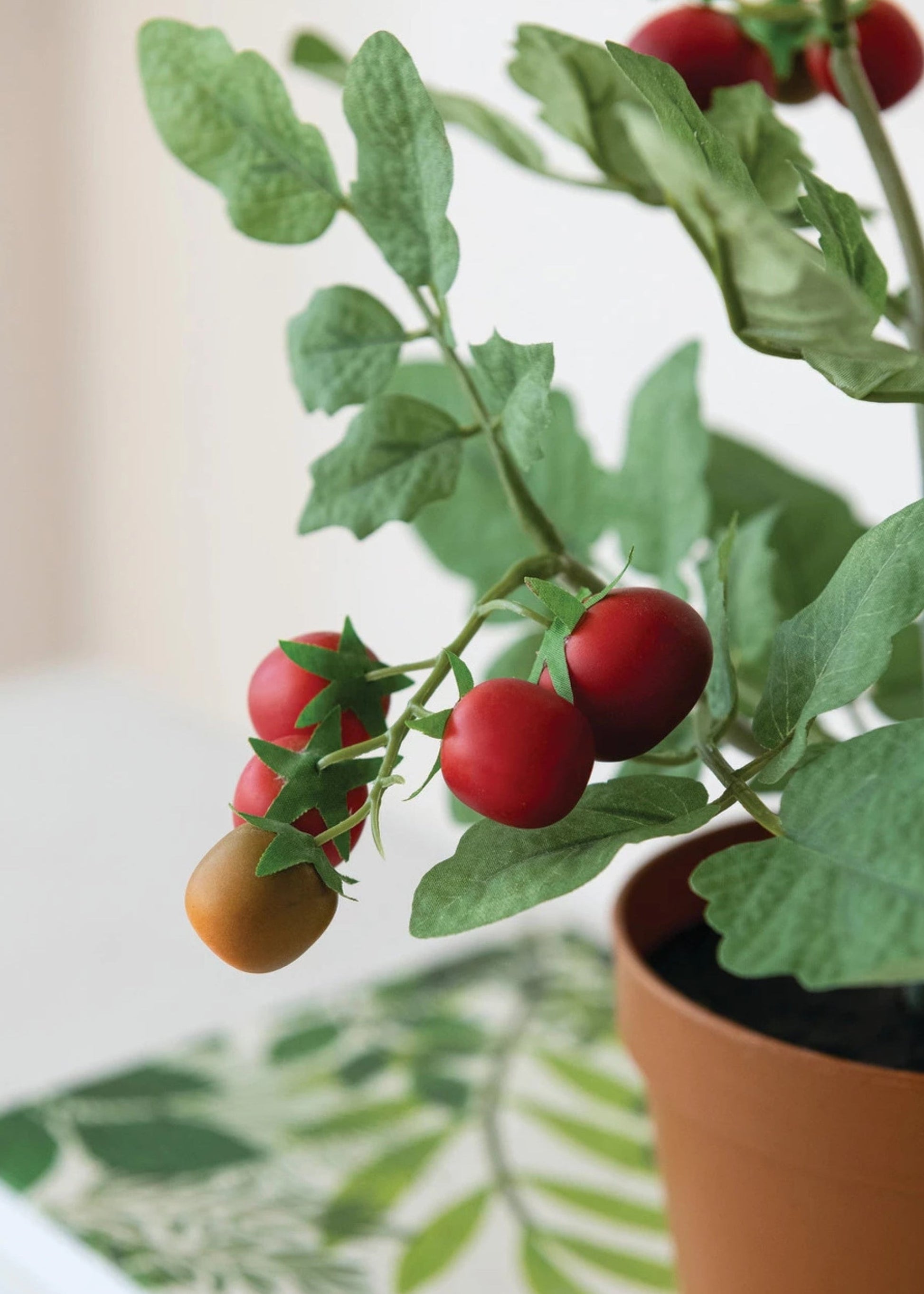 Artificial Potted Tomato Plant in Orange Plastic Pot - 13.25"