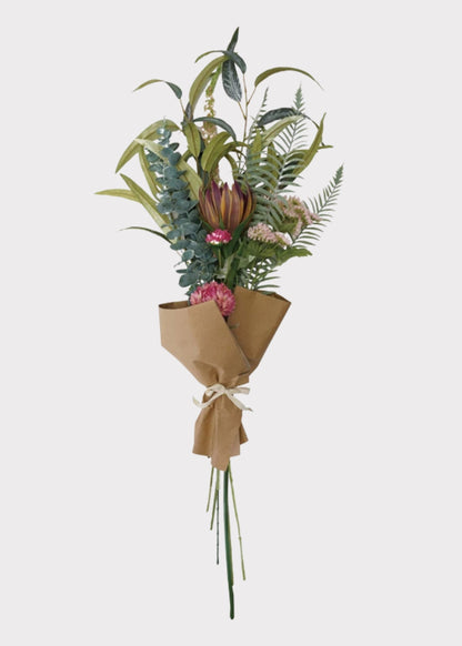 Large Artificial Flower Bouquet of Purple Protea and Eucalyptus - 43"