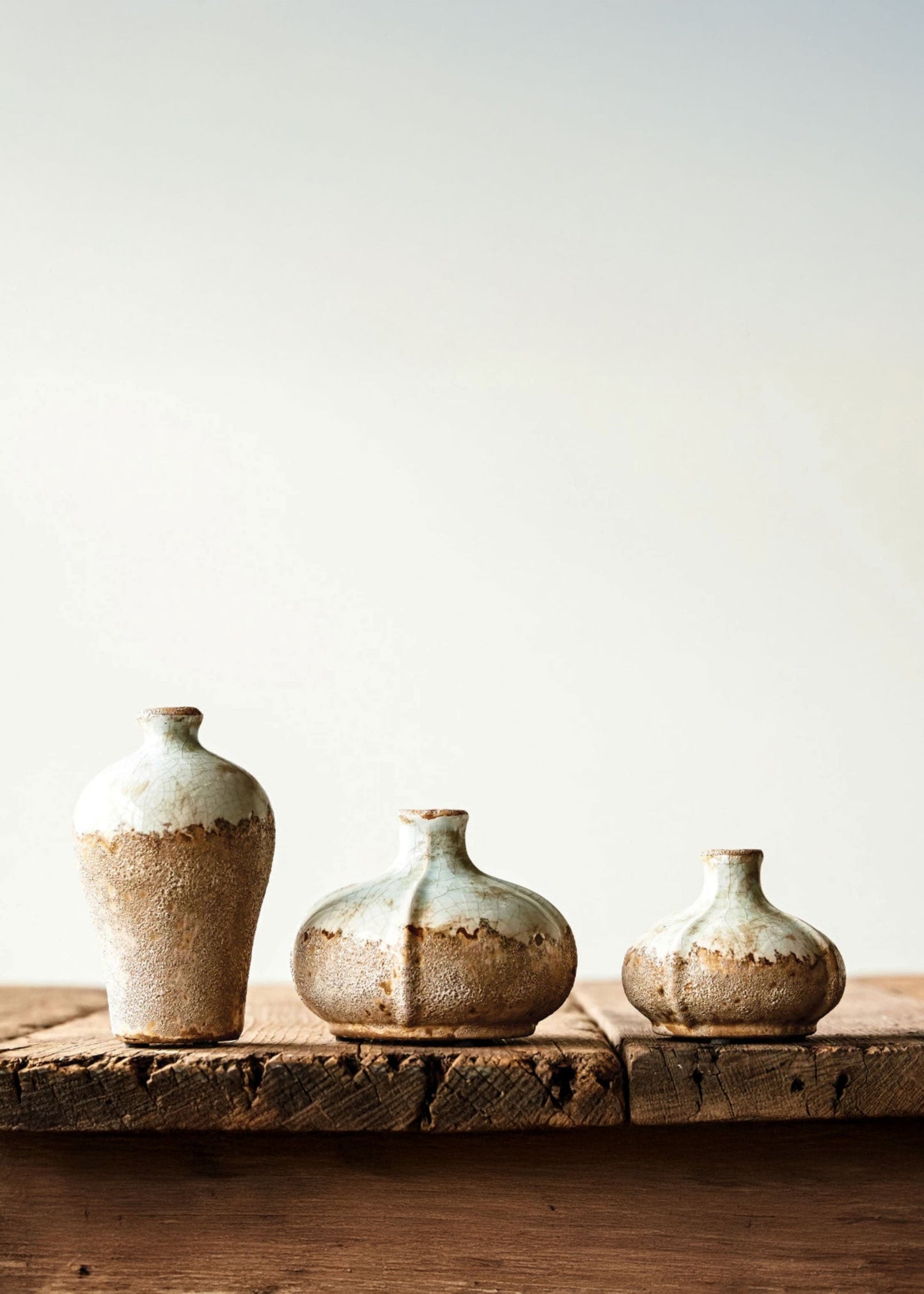 Set of 3 Watertight Terra Cotta Distressed Bud Vases - 3.25-6"