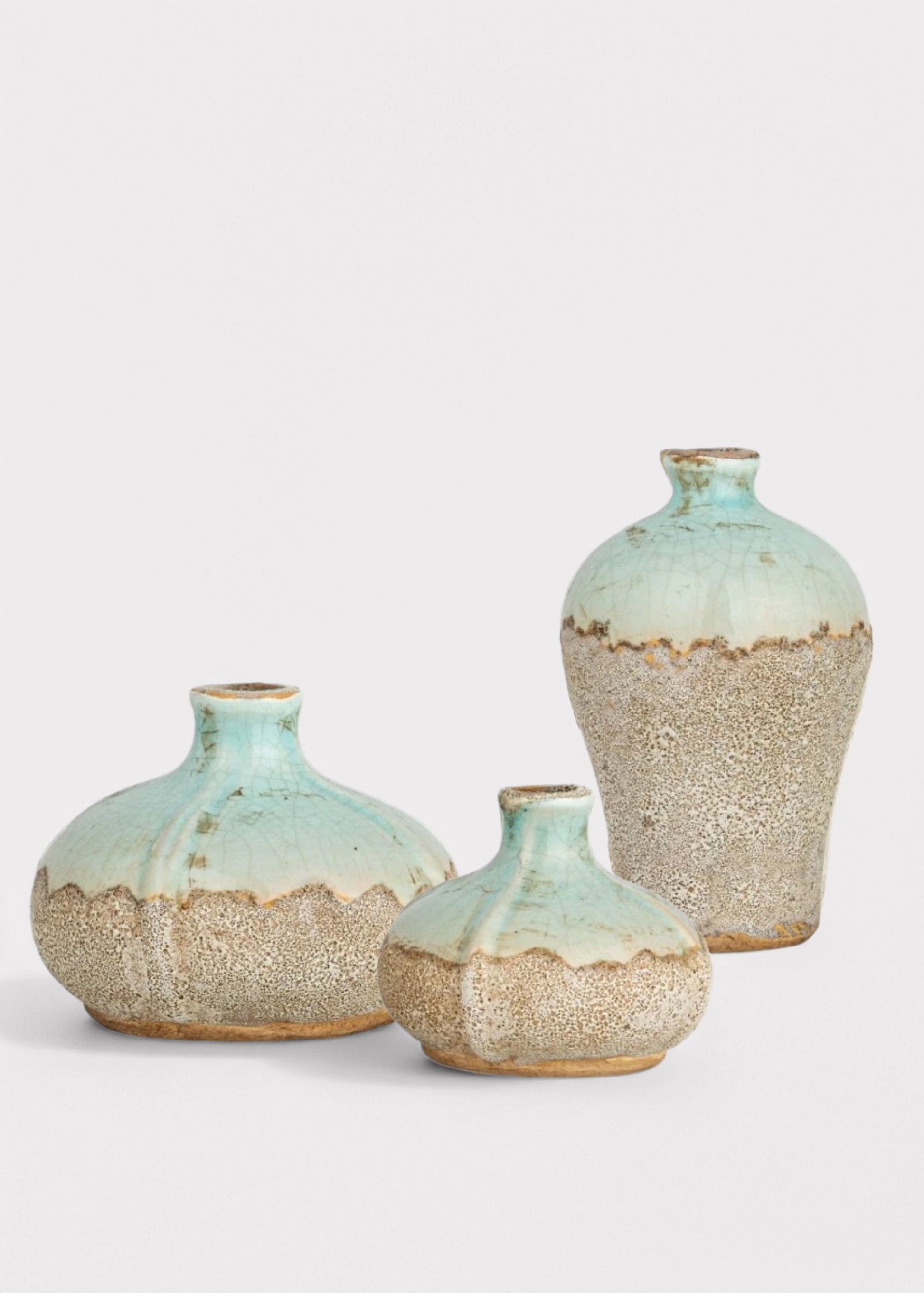 Set of 3 Watertight Terra Cotta Distressed Bud Vases - 3.25-6"