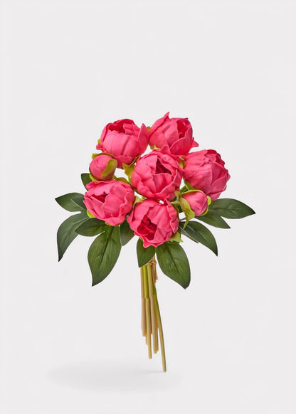 Hot Pink Peony Real Touch Flower Bundle of 8 - 11"