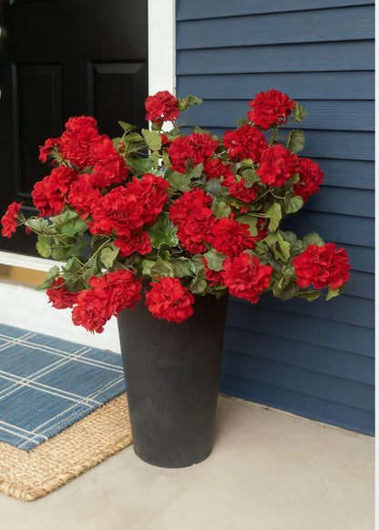 Red Fake Geranium Indoor/Outdoor Water Resistant Bush - 22"