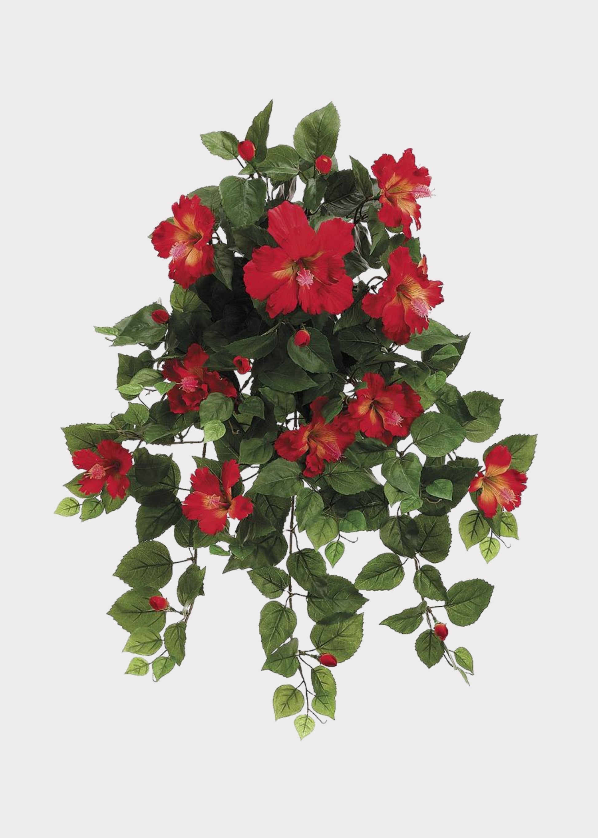 Red Artificial Hibiscus Tropical Hanging Bush - 26"