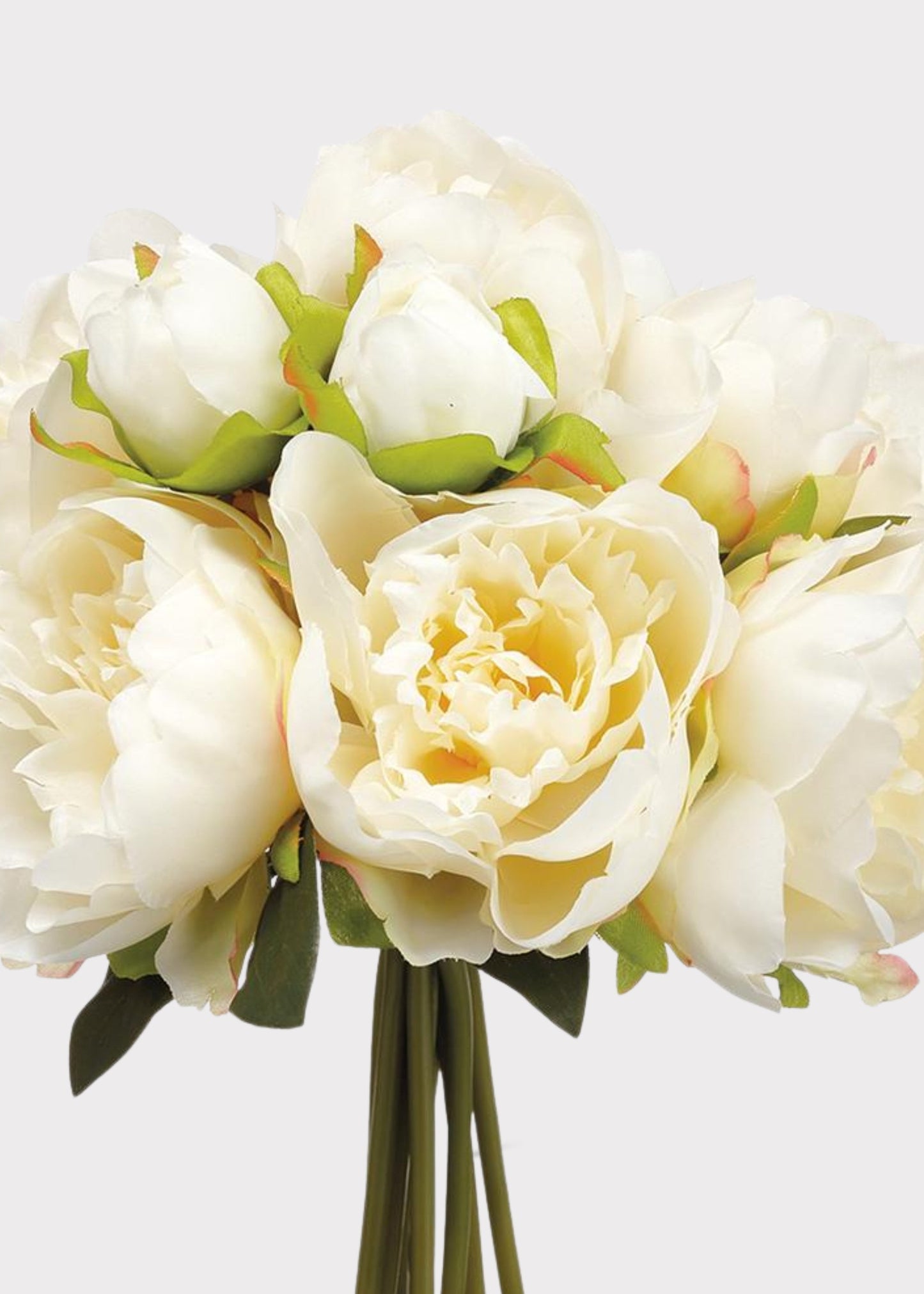 Artificial Peony Flower Bouquet in Cream - 9"