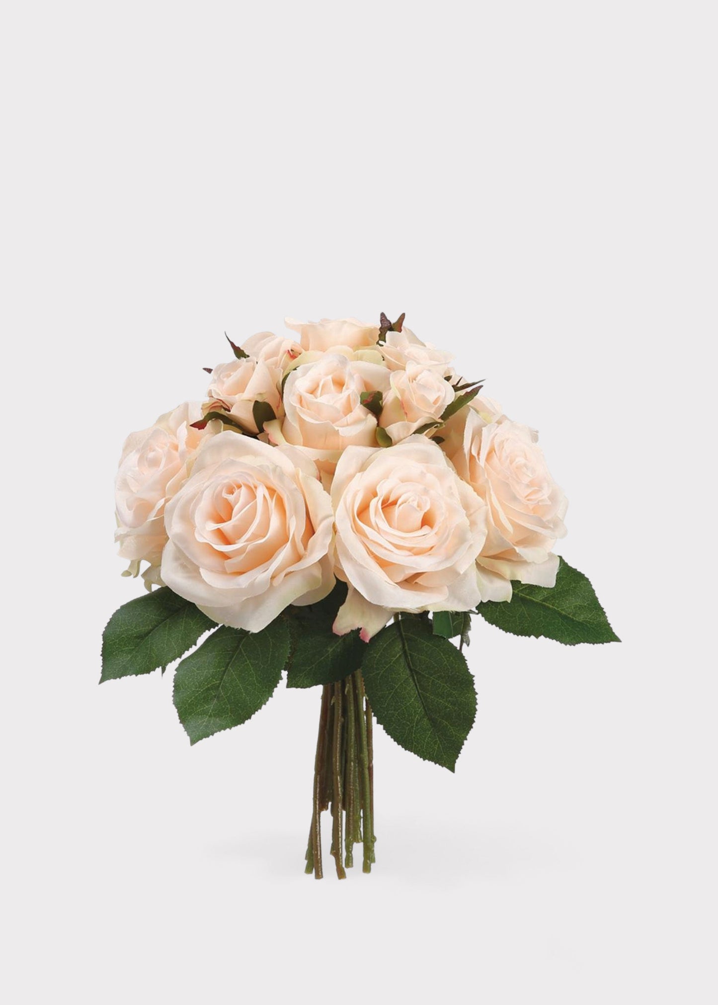Peach Cream Artificial Rose Flower Bouquet - 11.5"