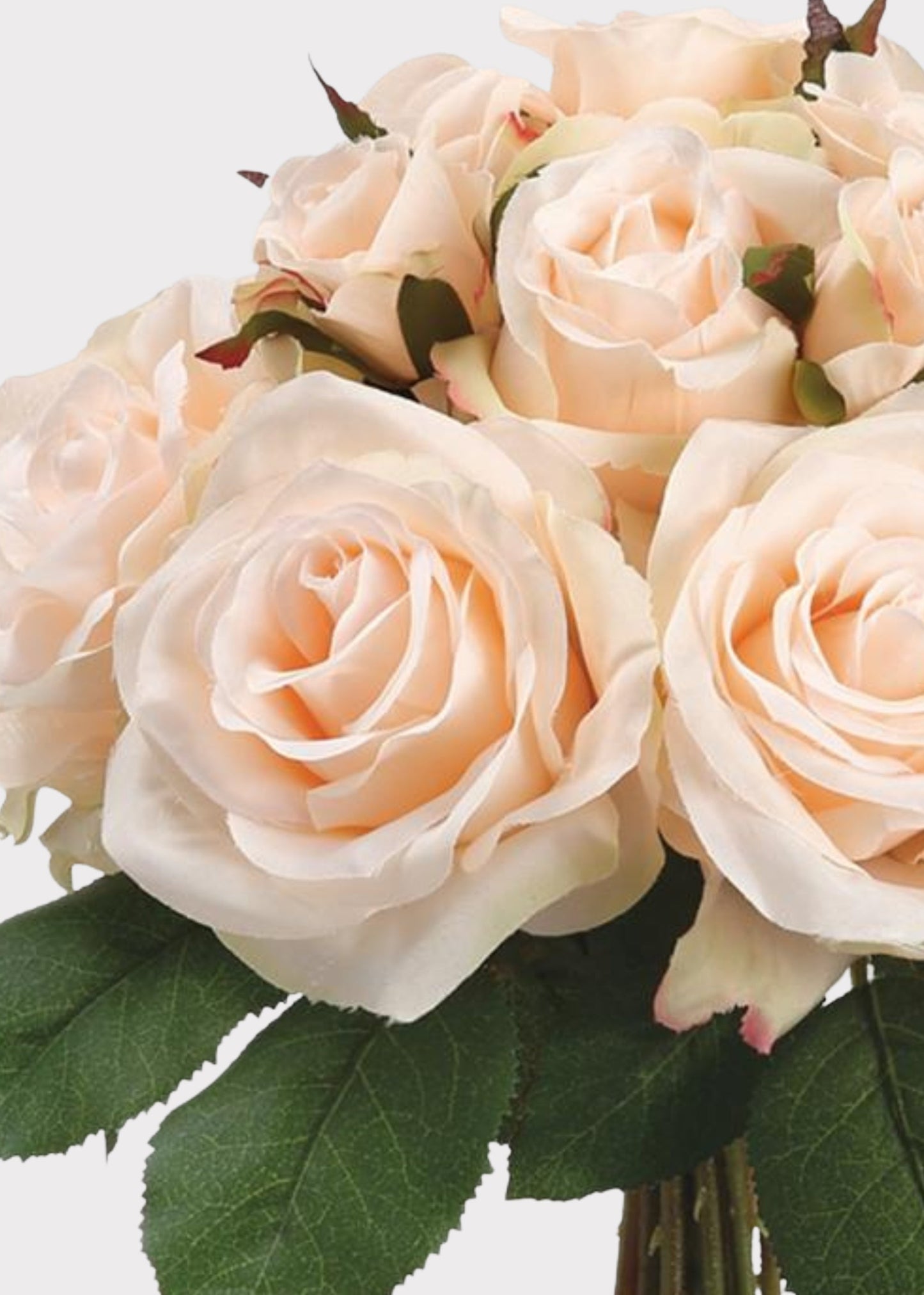 Peach Cream Artificial Rose Flower Bouquet - 11.5"