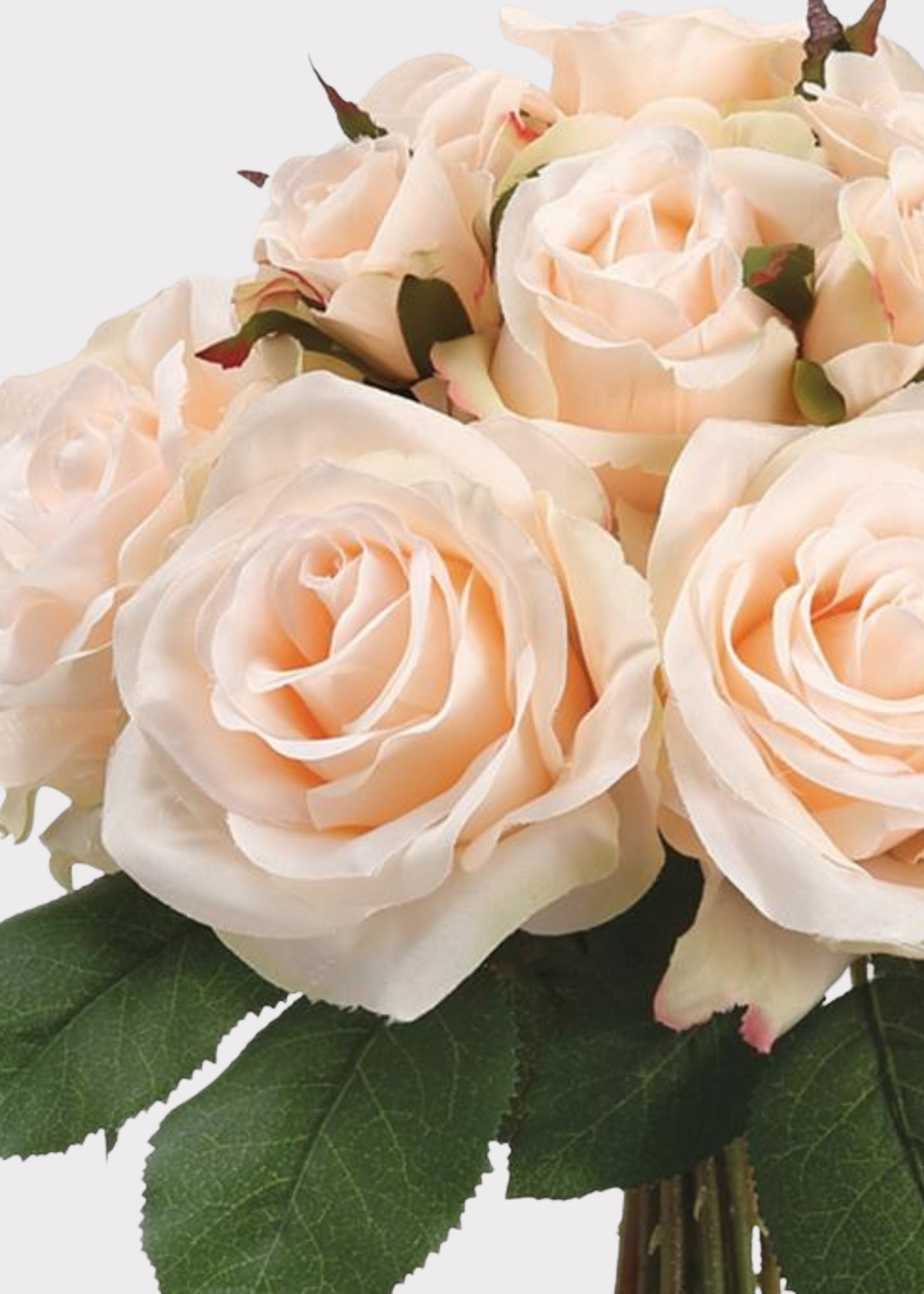 Peach Cream Artificial Rose Flower Bouquet - 11.5"
