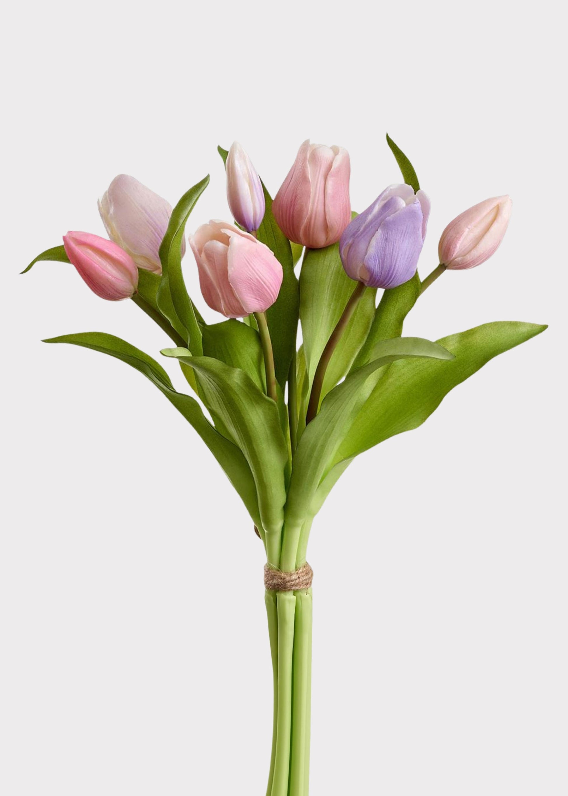 Pink and Lavender Tulip Fake Spring Flower Bundle of 7 - 11.75"