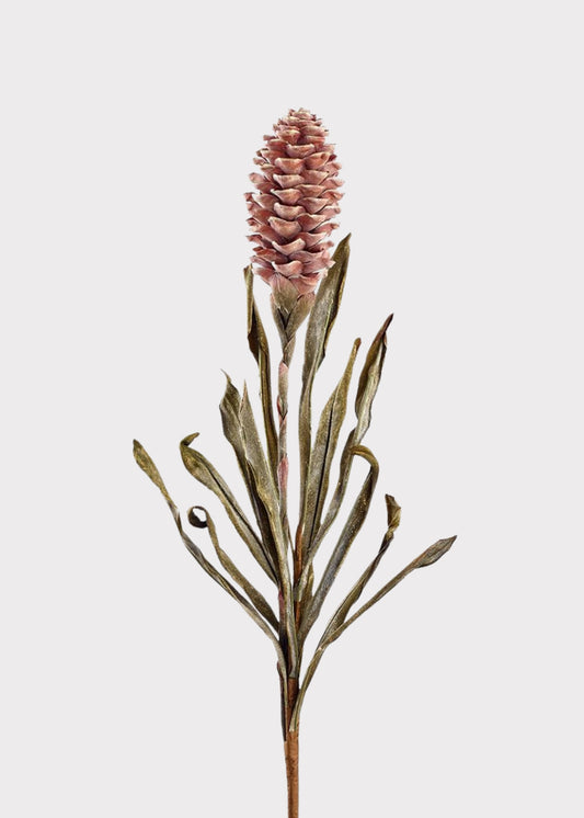 Dried Look Tropical Ginger Fake Flower in Earthy Brown - 33.5"