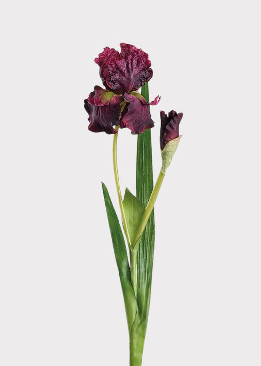 Deep Plum Purple Artificial Iris Flower - 37"